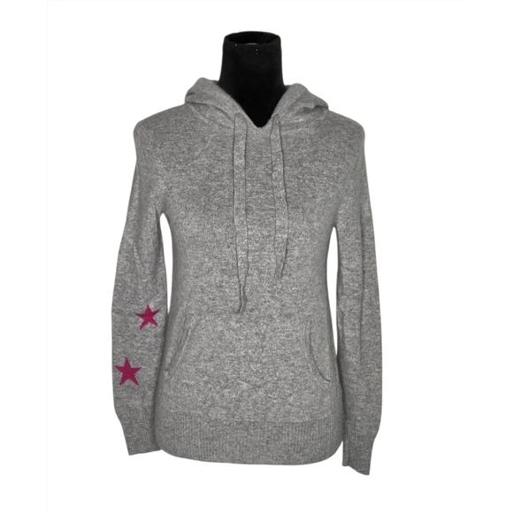 Chelsea & Theodore Sweaters - Chelsea & Theodore 100% Cashmere Hoodie Sweater Gray Pink Star Sleeve S/P